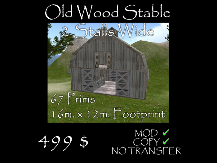 Old Wood Stable / Barn 2 stalls "wide"