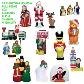 FULL PERMS 13 Christmas Textures ORIG Hi Quality TGA Classic Decorations