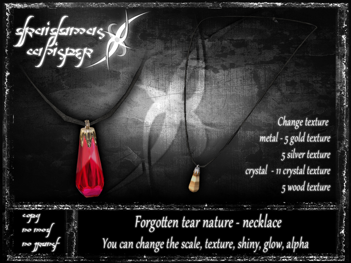 NEW PRICE, SAVE 100L$ - Druidamus  Whispers - Forgotten tear nature - necklace