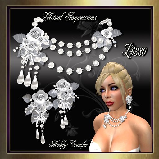 Valerie Jewelry Set in White Roses & Pearls