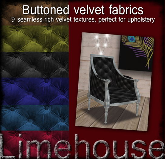 Buttoned velvet fabric textures