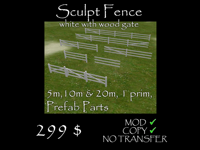 Sculpted Fence with WoodGate (white)
