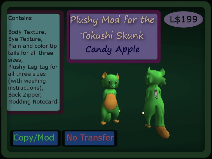 Plushy mod for Tokushi Skunk: Candy Apple