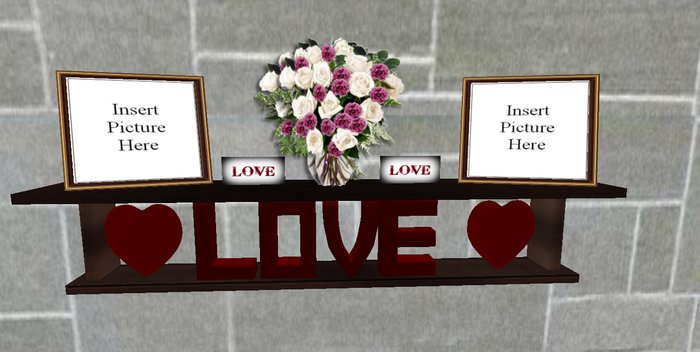 valentine`s day shelf with pink& white roses 