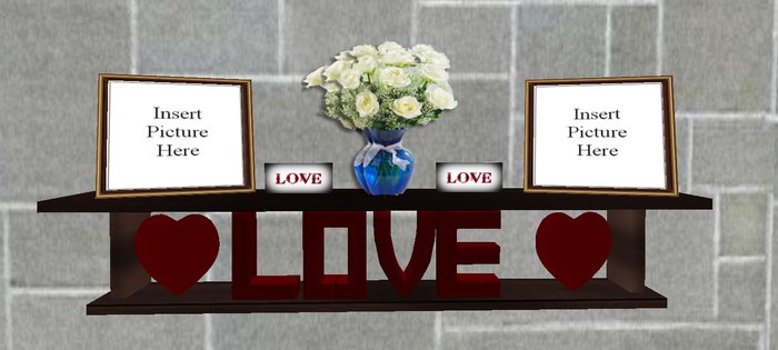 valentine`s day shelf with white roses blue vase (boxed) 