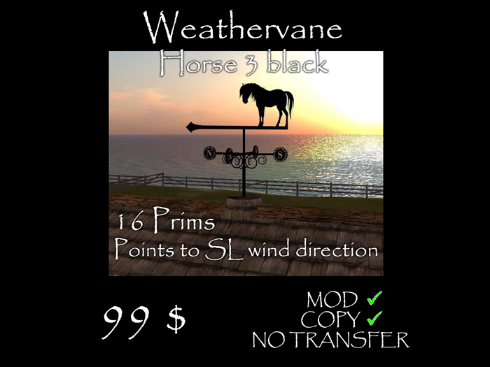 Weathervane Horse 3 black