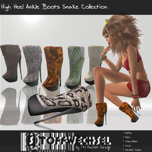 [Stoffwechsel] High Heel Ankle Boots Snake Collection
