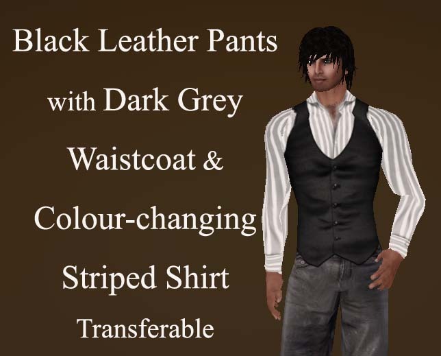 Men's Leather Pants, Striped colour change Shirt & Waistcoat