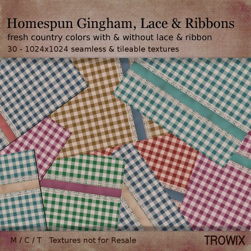 Trowix - Homespun Gingham / Lace & Ribbons Textures