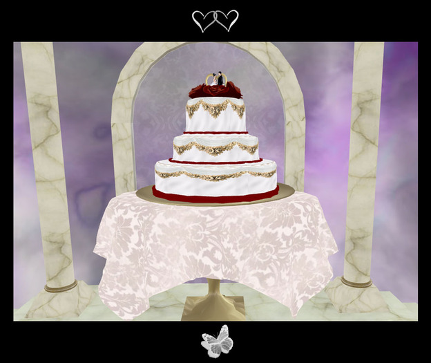 Red Rose Wedding Cake Gold