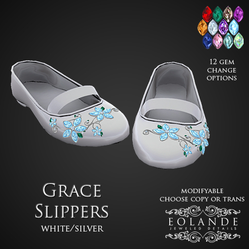 Eolande's Grace Slippers - silver/white