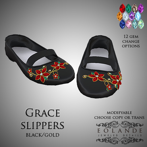 Eolande's Grace Slippers - gold/black