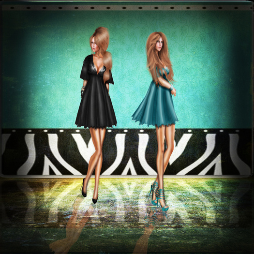Vogue Dresses in Black & teal