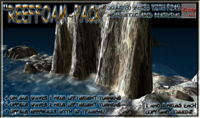 NEW RELEASE OFFSIMPACK 15 ITEMS SCULPTED (3 DIMENSIONAL) WAVES/FOAMS/ROCKS OFFSIM AND ONSIM