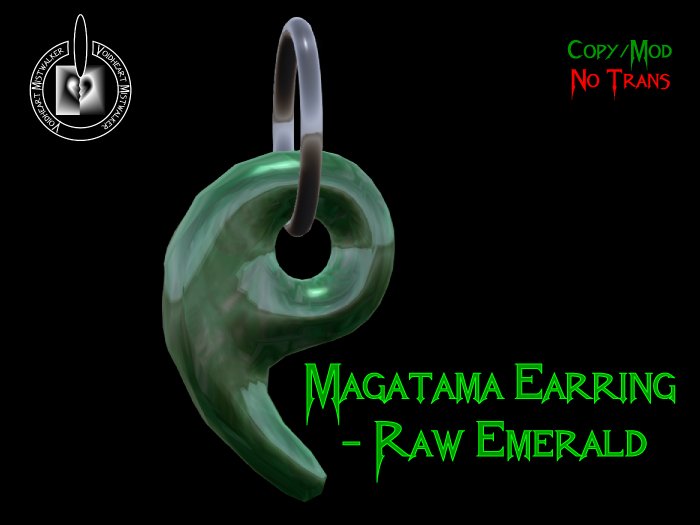 VH Magatama Earring - Raw Emerald