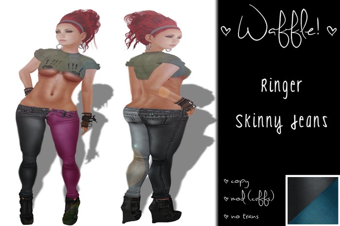 Waffle! Ringer Skinny Jeans [cerulean]