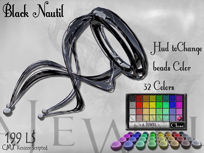 ::A JEWEL:: Steampunk BLACK NAUTIL Bracelet Jewelry