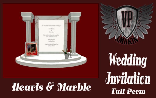 WEDDING INVITATION HEARTS & MARBLE BOXED