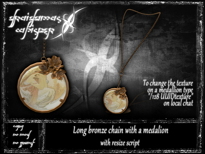 NEW PRICE, Druidamus Whisper - Long bronze chain with a medalion