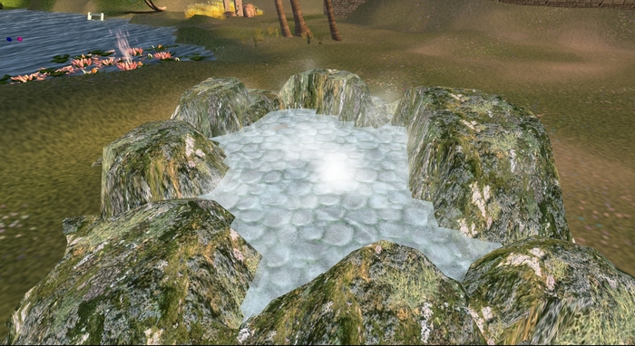 Fountain ad rocks