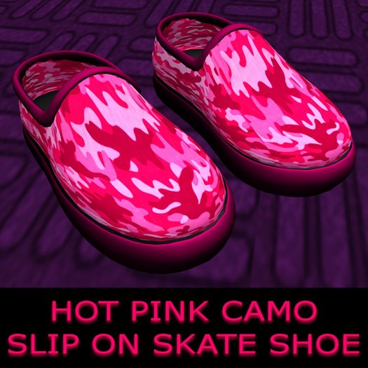Pink Camo Slip On Skate Shoes