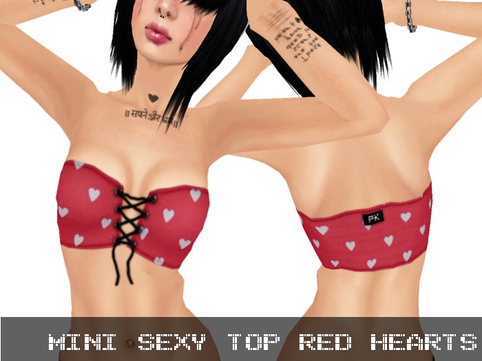 Mini Sexy Top - Red & Hearts