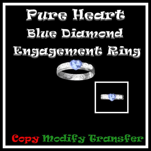 *TLD* Pure Heart Blue Diamond Engagement Ring (boxed)