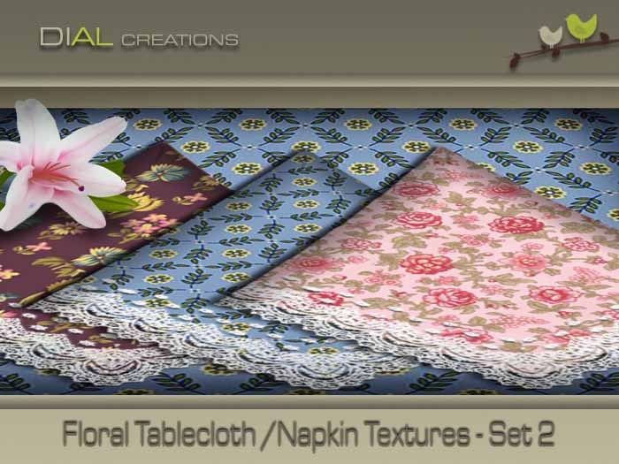 NEW !!! Floral Tablecloth/ Napkin Textures - Set 2 - Full Perm