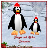 Papa and Baby Penquin Animated Skaters