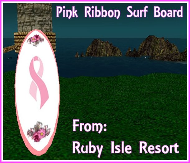 Ruby Isle Resort - Pink Ribbon Surfboard FREE Promotion Gift - Breast Cancer Awareness