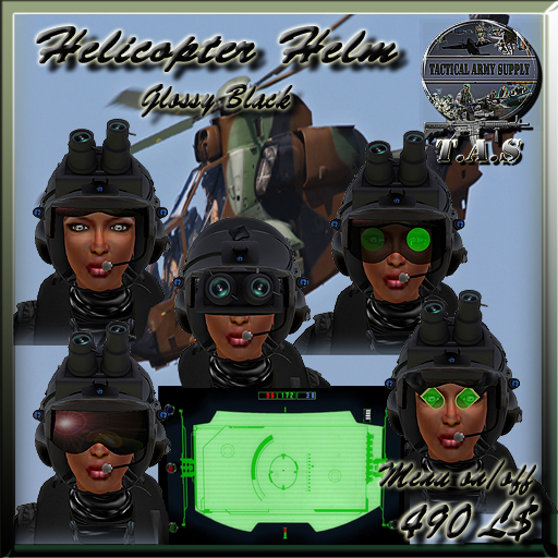 HELICOPTE HELM GLOSSY BLACK WITH HUD
