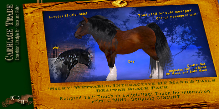 @CT@ "Silky" Wettable Draft Manes & Tails  Blacks