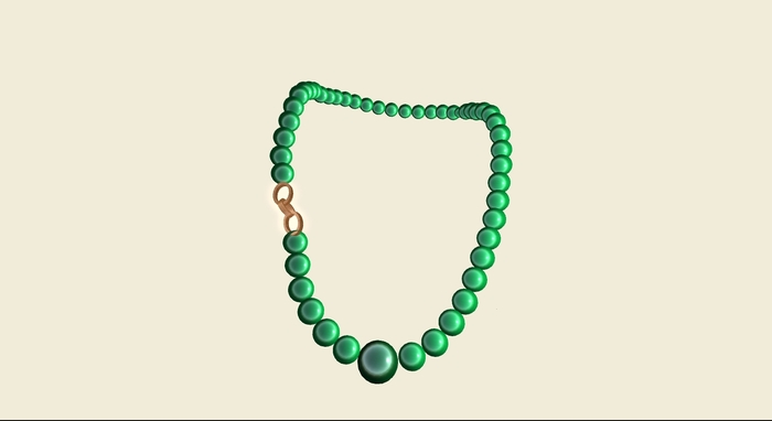 Necklace with green pearls