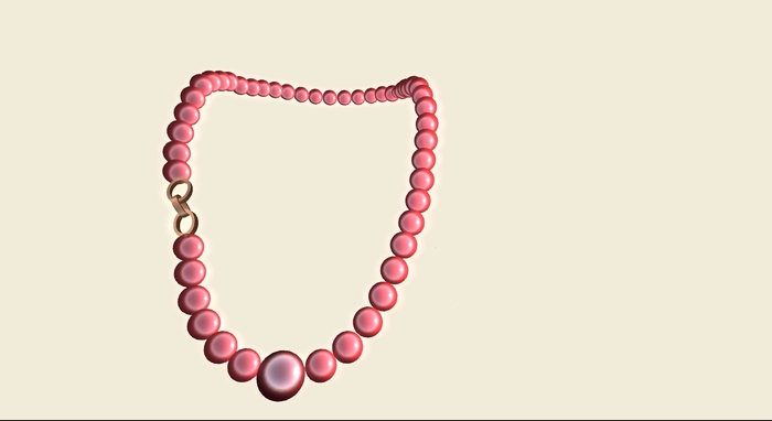 Necklace with red pearls