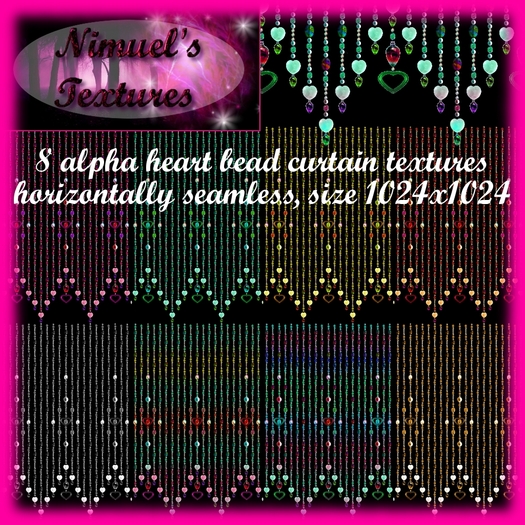 *Nimuel's Textures* 8 alpha heart bead curtain textures