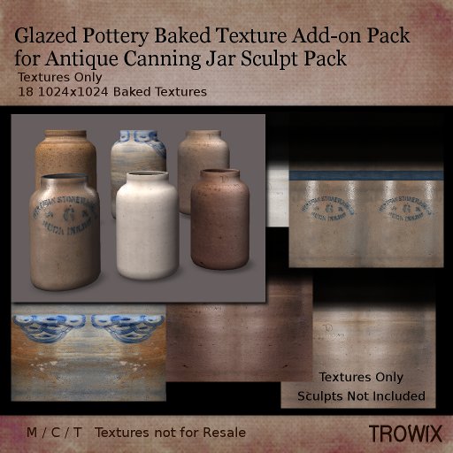 Trowix - Glazed Pottery Baked Tex Addon for Antique Canning Jar
