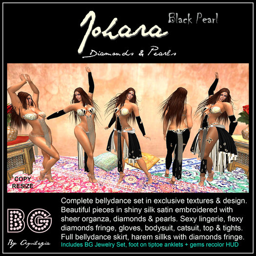 BG Bellydance Set Diamonds&Pearls Black Pearl 