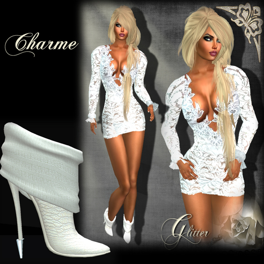 *GLITTER* CHARME WHITE WITH BOOTS