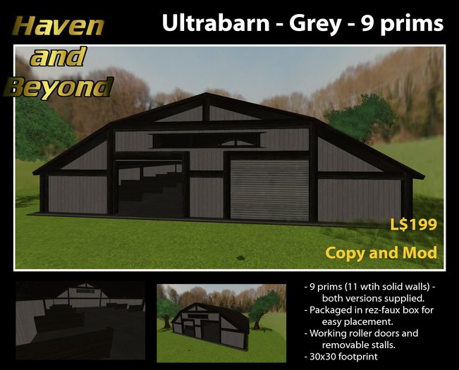 Ultra Barn - Grey - wide door