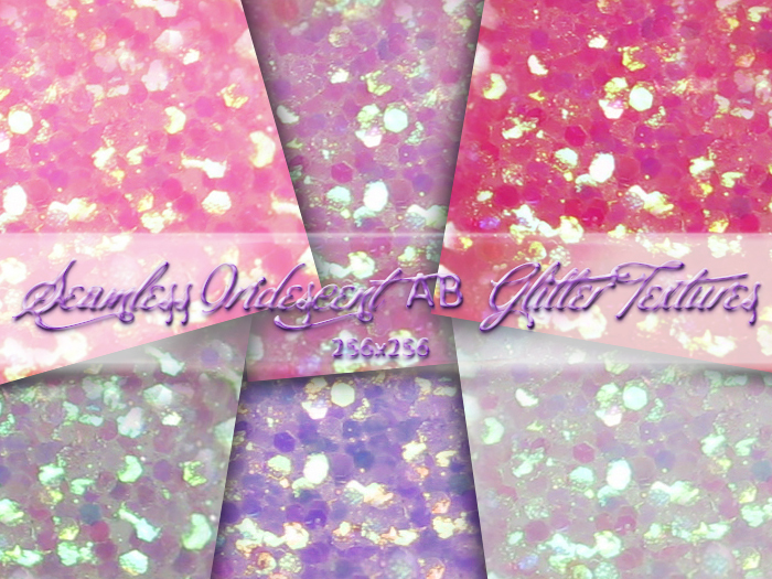 FULL PERM 6 Seamless Iridescent AB Glitter Textures