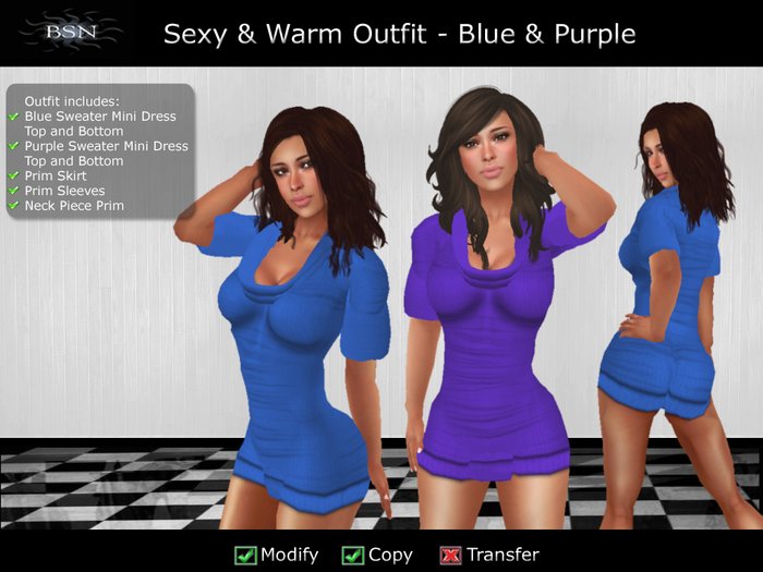 BSN Sexy & Warm Outfit - Blue & Purple