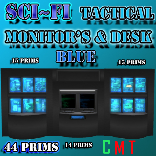sci~fi  Tactical Monitor & Desk (Blue)
