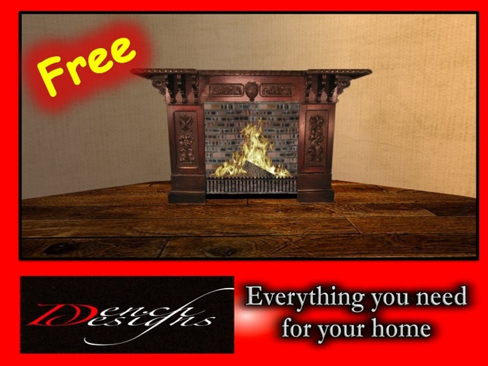 Dark Wood Fireplace(2) 7 prims - Dench Designs FREE