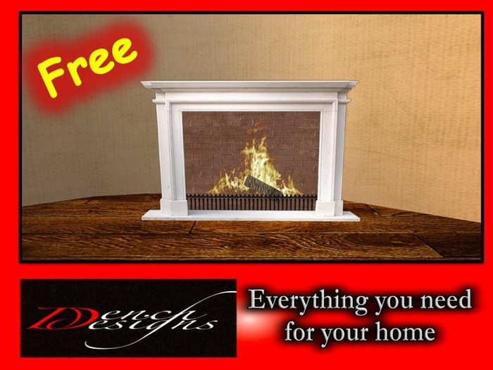 Plain White fireplace (3) 7 prims - Dench Designs FREE