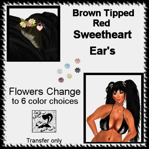 SweetHeart Ears Brown Tipped Red
