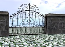 ** FULL PERM ** Scripted opening wrought iron gate