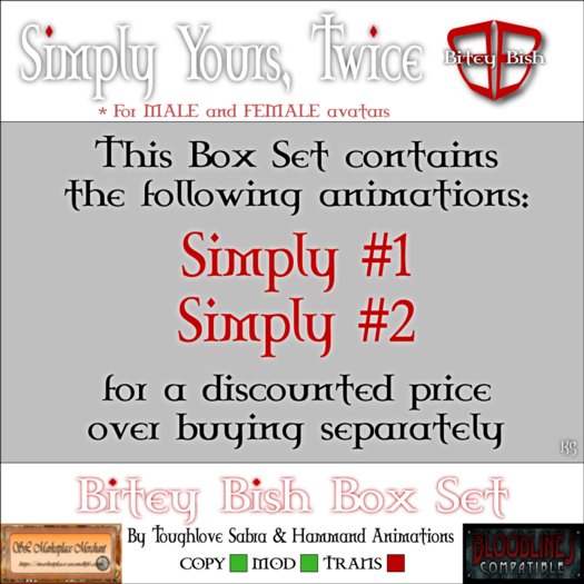 SIMPLY #1 & #2 Romantic Double Bloodlines & Netherworld Vampire Bite, Lycan Attack Animation 