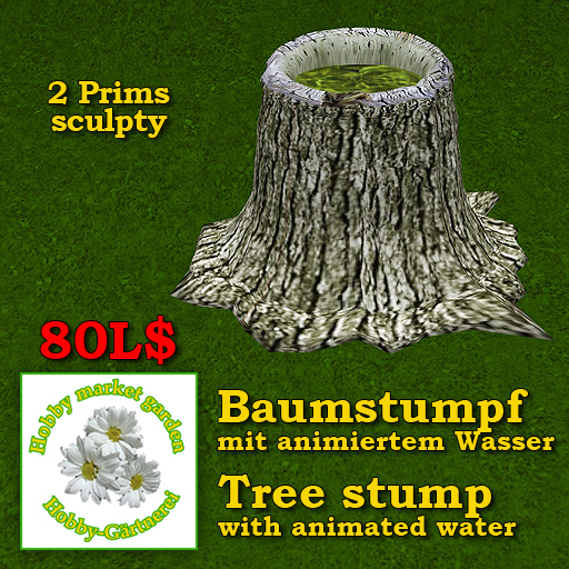 Tree stump with animated water