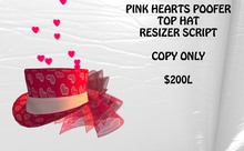 PINK HEARTS POOFER TOP HAT