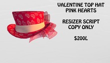 VALENTINE PINK HEARTS TOP HAT